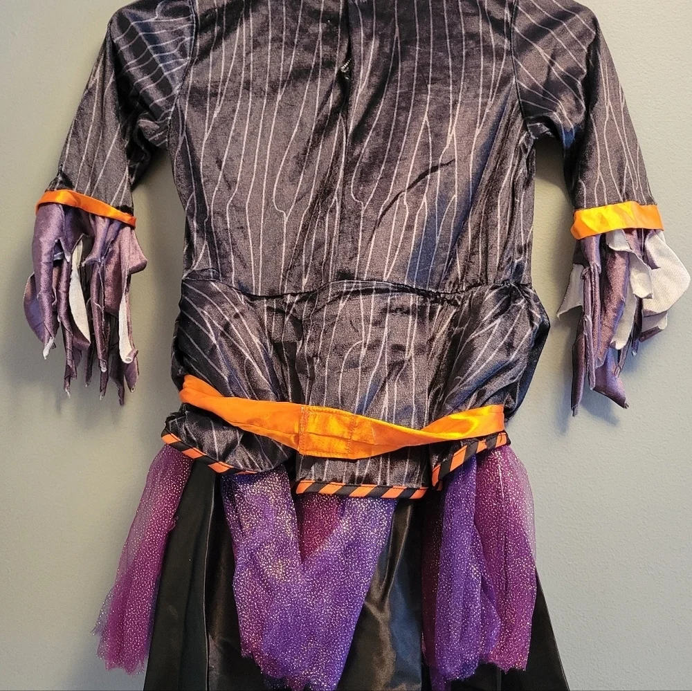 Kids Witch Costume Orange Purple Halloween Dress Outfit Girls S 5-7